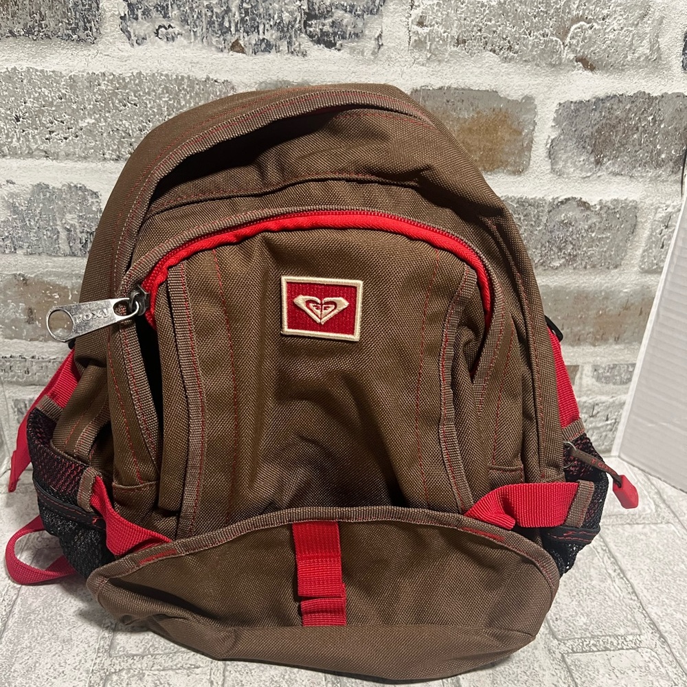 Vintage ROXY QUICKSILVER brown/red Multi-Pocket Small Backpack